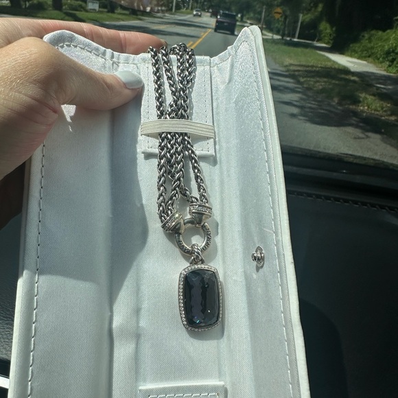 David Yurman Jewelry - David Yurman Silver Necklace with Plum and Diamond Pendant